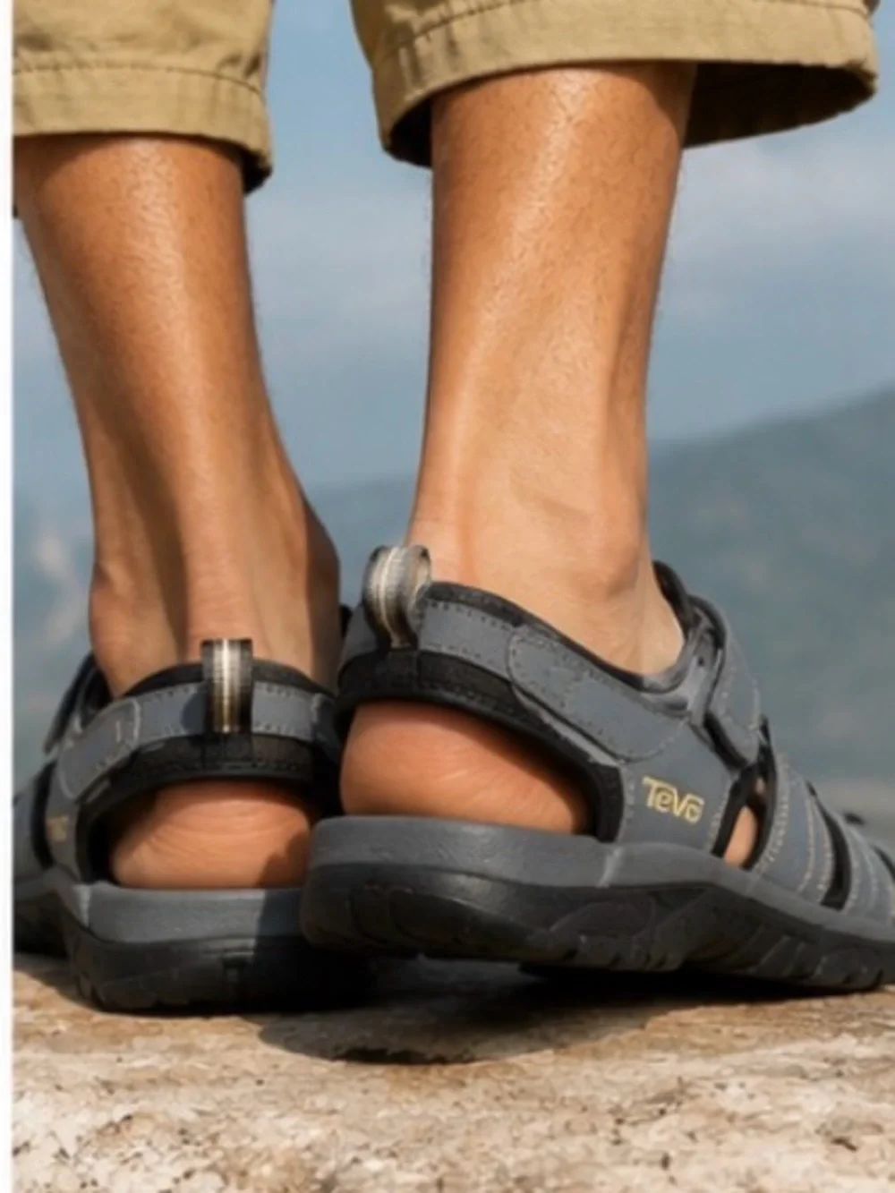 Teva Men's Gray Closed-Toe Outdoor Sandals with Secure Straps